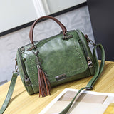 Luxury Woman Bag Ladies Retro PU Leather Bag Female Tassel Zipper Crossbody Bags Travel Shoulder Mart Lion   