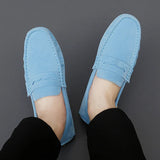 Suede Leather Penny Peas Loafers Men's Women Boys Driving Shoes Moccasins Slip on Flats Designer Loafers Pink MartLion   