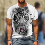 Beast Fierce Lion Wolf 3D T Shirt  Summer Men's Oversized Short Sleeve Black and White MartLion C01-MY00836 L 