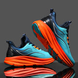 Shoes Men's Sneakers Casual Tennis Luxury Trainer Race Breathable Loafers Running MartLion Blue Orange-2 36 