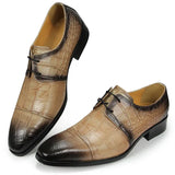 Derby Shoes Men's Formal Summer Elgant Wedding Party Social Office Footwear MartLion Khaki 39 