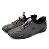 Casual Sports Shoes Genuine Leather Non Slip Soft Bottom Stitching Breathable Outdoor Hiking Luxurious Men's Social Mart Lion Gray 38 