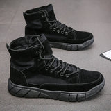 Boots Men's Autumn Early Winter Shoes Flat Thick Sole Footwear Black Beige MartLion Black 6.5 