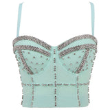 Women Bra Rhinestone Corset Party Clothes Lady Push Up Bra Woman Tops Clothing Gothic Shaper Vintage Bra Underwear MartLion 6-green XL 