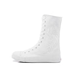 Casual Elevated Canvas Shoes with Inner Zipper Mid Sleeve Women's Women Sneakers MartLion white 34 