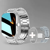Straps Smart Watch Women Men's Smartwatch Square Dial Call BT Music Smartclock For Android IOS Fitness Tracker Trosmart Brand MartLion silver add 2 straps  