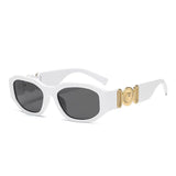 Small Rectangle Sunglasses Men's Women Square Travel Shades Vintage Retro Lunette Soleil Femme De Sol MartLion white as picture 