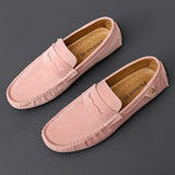 Men's Women Leather Designer Casual Shoes Luxury Loafers Driving Footwear MartLion 2232-1 Pink 13.5 