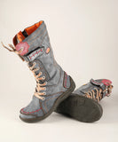 Long Warm Leather Women's Boots In Winter With Solid Color Hand Stitching MartLion