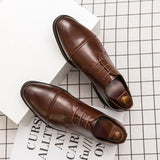 Classic Italian Style Career Office Leather Shoes Pointy Toe Wedding Dress Shoes Men MartLion   