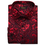 Luxury Silk Designer Men's Shirt Long Sleeve Social Button Down Collar Dress Blouse Prom Party Clothing MartLion   