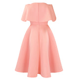 Summer solid color casual cloak dress short sleeve elegant party dress women clothing MartLion   