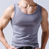  Men's Tops Ice Silk Vest Outer Wear Quick-Drying Mesh Hole Breathable Sleeveless T-Shirts Summer Cool Vest Beach Travel Tanks MartLion - Mart Lion