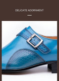 Deluxe Men's Loafers Shoes Blue Black Breathable Leather Handmade Genuine Leather Slip-On Monk Dress Men's MartLion   