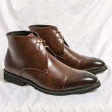 Leather Men Boots Solid  Pointed Toes Dress Leather Boots MartLion   