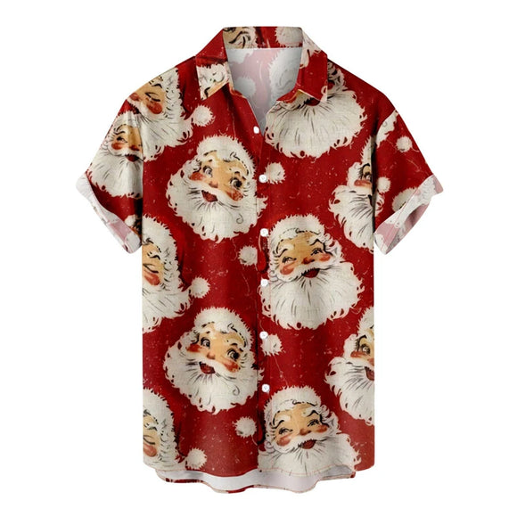 Printing Santa Claus Shirts Funny Men's  Clothing Women Hawaiian Beach Shirt Tops Christmas Pretty Gift MartLion Shirts-GNN9428 6XL 