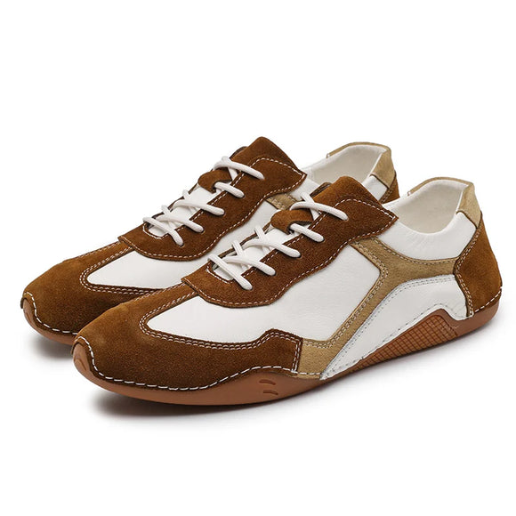 Classic Men's Casual Leather Shoes Handmade Flat Lace-up Driving zapatos hombre MartLion Brown 2271 38 