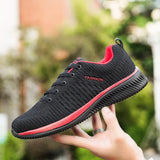 Running Shoes Men's Sneakers Breathable Flat Oudoor  Basket  White Sneakers MartLion 9088-black red 45 