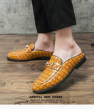 Sandals Men's Stone Pattern Dress Shoes Slip-On Pu Leather Sandals Hombre Verano Mart Lion   
