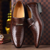 Men's Casual Shoes Classic Low-Cut Embossed Leather Dress Loafers Mart Lion   