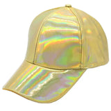 Shine PU Leather Laser Baseball Cap Women Men's Party Club Hat Gold Silver Rainbow Purple MartLion   
