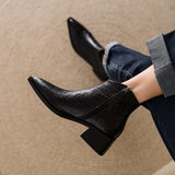 Autumn Women Boots Pointed Toe Chunky Heel for Winter Short MartLion   