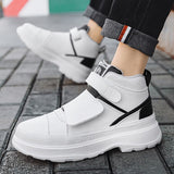 Autumn Men's Casual Sneakers Leather Chunky Platform High-top Shoes Ankle Boots Magic Tape Breathable Sport Mart Lion   