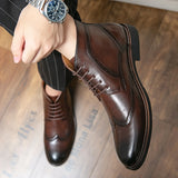 Formal Brogue Men's Boots British Style Oxfords Footwear Ankle Dress Masculina Mart Lion   