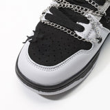 Men's Casual Sneakers Punk Metal Chains Cross Skateboard Flats Running Sport Shoes Tennis Basketball Trainers Walking Mart Lion   