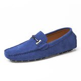 Handmade Genuine Leather Men's Loafers Casual Shoes Boat Shoes Driving Walking Casual Loafers Mart Lion Blue 42 