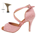 Pink Latin Dance Shoes Indoor Soft Bottom Tango Jazz Modern Dance Wedding Summer Sandals Performance MartLion Pink heel 8.5cm 45 