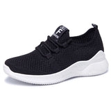 Casual Women's Sneakers Shoes Breathable Round Toe Platform Flats Ladies Running sports Luxury Flat MartLion Black 36 