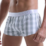 Men Cotton Boxers Shorts Loose Multicolor Male Plaid Underwear MartLion Grayblue L 1pc