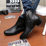 Leather Chelsea Boots Men White Dress Boots Men Casual High top Buckle Strap Formal Shoes Men Motorcycle Boots