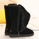 Women Suede Leather Warm Snow Boots Winter Causal Plush Fluffy Anti-cold Zipper Platform Shoes MartLion 602-Black 37 