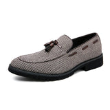 Design Men's Suede Leather Shoes Moccasins Purple Tassel Pointed Men's Loafers Vintage Slip-on Casual Social Dress MartLion Brown 841-18 38 