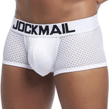 Classic Men's Underwear Sporty Breathable Mesh Boxer Briefs Transparent Underpants Gay Sissy Shorts MartLion 442white XXL 