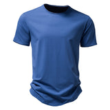 Outdoor Casual T-shirt Men's Pure Cotton Breathable Crew-Neck Short Sleeve Mart Lion Blue EU size S 