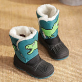 Winter Children Snow Boots Boys Girls Warm Waterproof Ski Baby Cute Cartoon Dinosaur Print High MartLion Dinosaur Print 27 