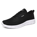 Mesh Men's Shoes Lac-up Casual Sneakers Breathable Lightweight Footwear Sport Trainers Zapatillas Hombre Mart Lion Black White 6 