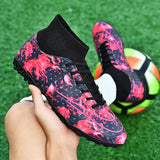 Turf Soccer Shoes Tf Ag Men's Football Boots High Ankle Futsal Kids Training Sneakers Anti Slip Mart Lion   