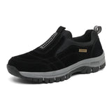 Men's Shoes Outdoor Hiking Non-Slip Slip-On Loafers Light Training Sneakers Walking Trekking MartLion black 39 