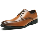 Men's Formal Derby Shoes Genuine Leather Dress Wedding Casual Lace Up Leather Mart Lion Brown 38 