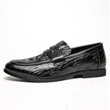 Crocodile Pattern Men's Loafers Split Leather Footwear For Slip On Dress Shoes Elegant Social Mart Lion   