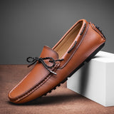 Genuine Leather Moccasin Loafers Men's Slip On Driving Shoes Brown Black Wedding Party Casual Walking Flats