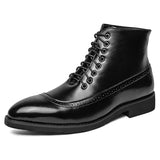 Men's Chelsea Boots Handmade Leather Patchwork Dress Ankle Footwear Mart Lion Black 38 