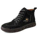 Golden Sapling Men's Winter Boots Casual Shoes Retro Leather Flats Platform Footwear Leisure Outdoor MartLion Black 43 