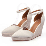 Wedges Shoes for Women Ladies High Heels Sandals Pumps Luxury Mary Janes MartLion Beige 36 