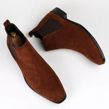 Men's frosted suede Chelsea Boots square toe autumn shoes with stylish MartLion   