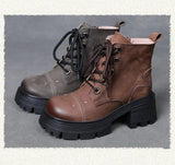 Suede Cow Leather Moccasins Rubber Soled Lofers Women Ankle Boots Chunky Sneaker Shoes MartLion